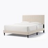 Queen Size Velvet Upholstered Bed Frame, Vertical Channel Tufted Wingback Headboard, Wooden Slats Support Platform, No Box Spring needed White - 2 of 4