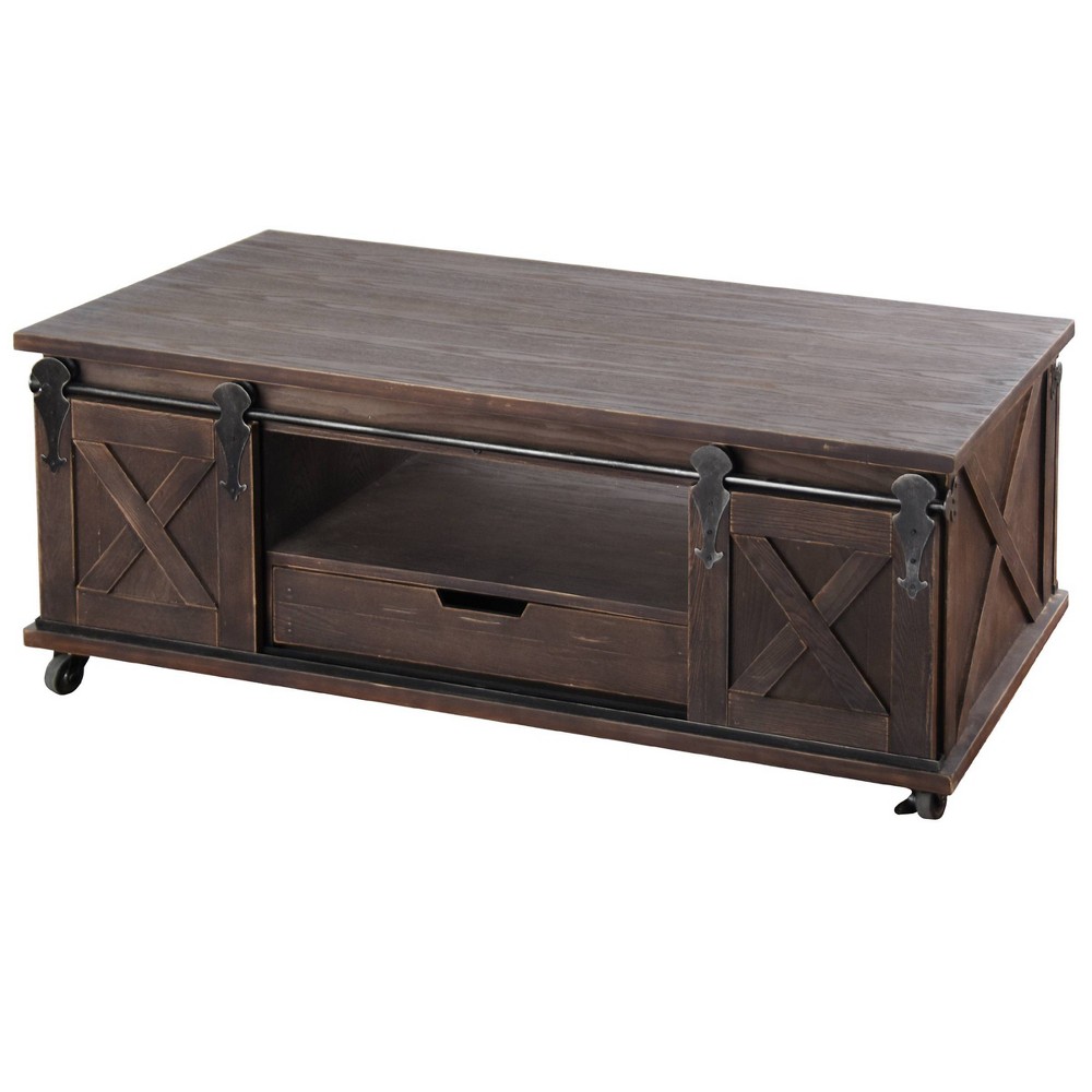 Photos - Coffee Table Two Door Wooden  Dark Brown - StyleCraft