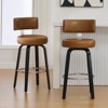 Bekrvio 29” Swivel Bar Stools Set of 2,Faux Leather Upholstered with Back & Black Wood Frame,Modern Kitchen Island Stools for Kitchen Counter,Brown - 3 of 4