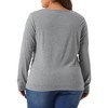 Agnes Orinda Women's Plus Size Knitted Buttons Decor Ruched Waist Long Sleeve V Neck T-shirts - image 4 of 4