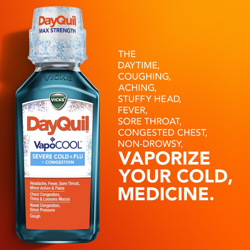 Vicks DayQuil &#38; NyQuil Severe VapoCOOL Cold &#38; Flu Medicine Liquid - 24 fl oz, 5 of 13
