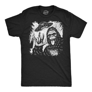 Mens Funny T Shirts Bigfoot UFO Sarcastic Sasquatch Graphic Novelty Alien Tee For Men - Crazy Dog Men's T Shirt For Astronauts - 1 of 4