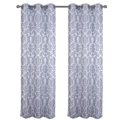 RT Designer Collection Baylor Jacquard 2 Pack Luxurious Modern Design Curtain Panel Pair 36" x 84" Grey