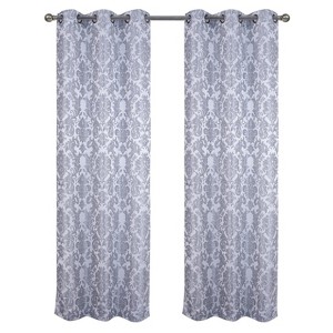 RT Designer Collection Baylor Jacquard 2 Pack Luxurious Modern Design Curtain Panel Pair 36" x 84" Grey - 1 of 4