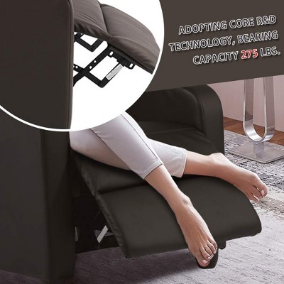 Brown Faux Leather Swivel Recliner with Manufactured Wood Frame