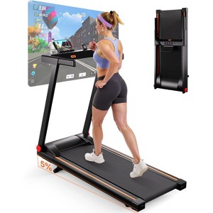 DeerRun 3.0 HorsePower Folding Treadmill APP Control , 300LB Walking Pad Running Data Analysis, Gift Smart Treadmills ,BlackRed - 1 of 4