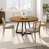 47 Inch Round Dining Table for 4-6 People, Brown Dinner Room Table with Metal Pedestal Base, Space Saving for Kitchen, Dining Room - 3 of 4