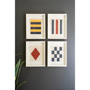 Wall Art, Framed Canvas Nautical Flags Under Glass - Set of 4 Coastal Prints, 24"H by Kalalou - 1 of 3