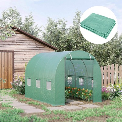 VisioGear Greenhouse Cover, Waterproof Tarp for Hoop House, Sheeting with 6 Windows and 1 Door, Green, 118"*78.75"*78.75"