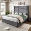 AMERLIFE Size 62" Corduroy Upholstered Bed Frame Extra Tall Wingback Headboard - 3 of 4