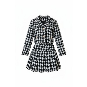 Pearl Houndstooth Luxe Blazer And Pleated Skirt Set Mia Belle Girls - 1 of 4