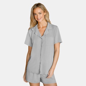 Women's Ribbed Button Front Top & Shorts Pajama Set - Cupshe - 1 of 4