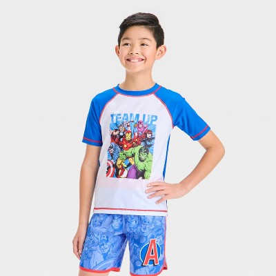 Boys' Avengers Assemble Rash Guard - Blue/White