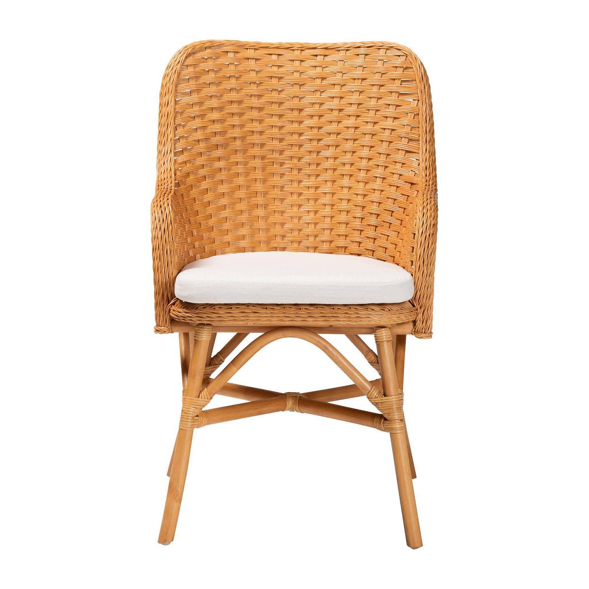 bali & pari Celsie Rattan Dining Chair Light Honey/White - thumbnail 2
