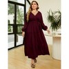 Clearlove Women's Plus Size V-Neck Long Sleeves A-Line Pleated Floor Length Formal Dress - 2 of 4