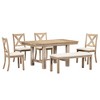 ChicFurnit Dining Sets Extendable Table Set with Footrest Upholstered Chairs and Bench for Kitchen Dining Room, Beige, 64.5"*40.25"*8.75" - 2 of 4
