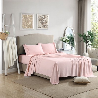 Taupe Twin Microfiber Ruffle Hem Sheet Set