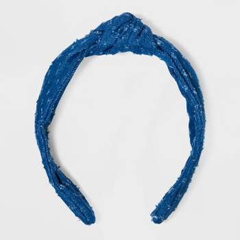 Distressed Denim Top Knot Headband - Universal Thread™ Blue Denim