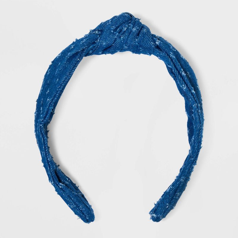 Distressed Denim Top Knot Headband - Universal Thread&#8482; Blue Denim, 1 of 7