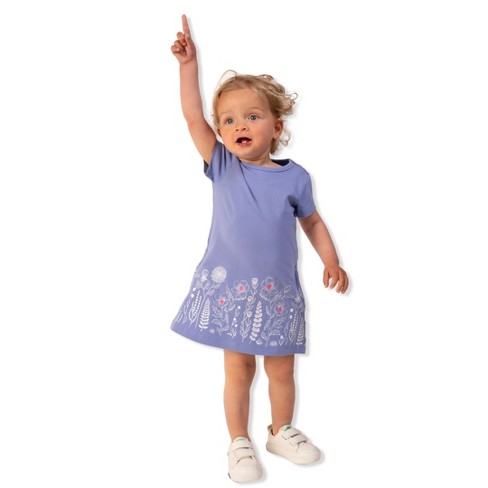 Mightly Toddler Fair Trade Organic Cotton Short Sleeve Dresses 3T Periwinkle Garden 2 pack