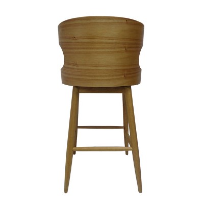 Kamryn Plush Cushioned Gray Wood Mid Century Modern Barstool Set