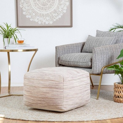 Eco-Friendly Handcrafted Brown/Ivory Cotton Pouf Ottoman
