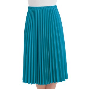 Collections Etc Classic Pleated Mid-Length Jersey Knit Midi Skirt with Comfortable Elastic Waistband - 1 of 3