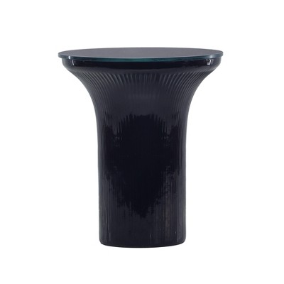 Cassandra Glass Flared Side Table Midnight Blue 13"W x 13"D x 15"H