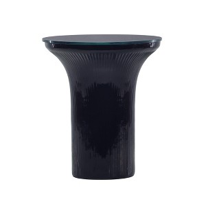 Cassandra Glass Flared Side Table Midnight Blue 13"W x 13"D x 15"H - 1 of 4