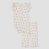 Huggies Baby Girls' Floral Short Sleeve Bodysuit & Pants Set - Tan - 2 of 4