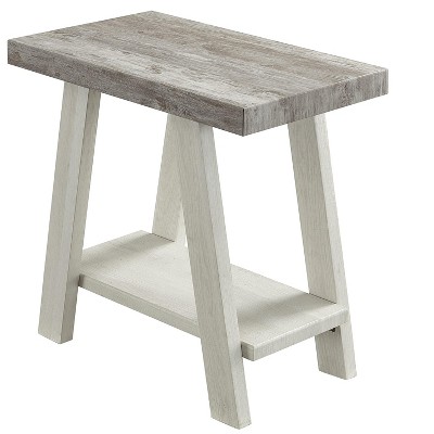 Athens Gray and Beige Rectangular Wood Shelf End Table