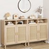Sideboard Buffet Storage Cabinet,Rattan Kitchen Cabinet with 2 Doors/Shelf - 4 of 4