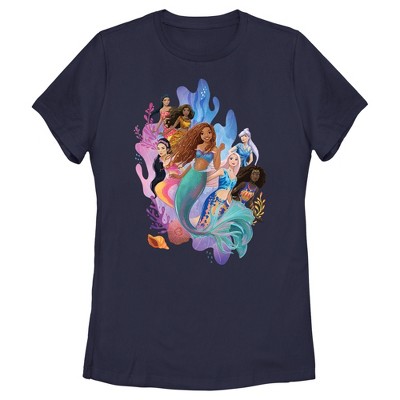 Women's The Little Mermaid Group Of Mermaids T-shirt - Navy Blue ...