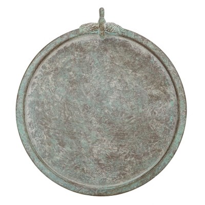 Kensi Antique Green Metal Outdoor Bird Bath with Sculptural Bird Ornament