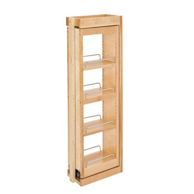 Rev-A-Shelf Glideware Pull-Out Base Cabinet Organizer w/ Adjustable Hooks  & Ball Bearing Slides, Maple Finish