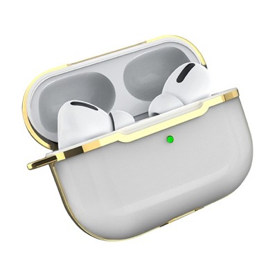 Insten Case Compatible with AirPods Pro - Transparent Silicone Skin Cover with Keychain, Clear Gold