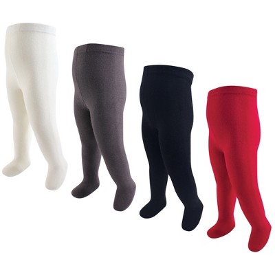 Touched by Nature Baby, Toddler and Kids Girl Organic Cotton Tights, Red Navy