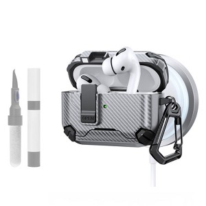 HTUTWOO AirPods Pro 2nd/1st Generation Case Cover with Magnetic Automatic Lock, Phone Stand and Cleaning Kit Compatible with Magsafe - 1 of 4