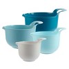 4 Piece Nesting Plastic Mixing Bowl Set with Pour Spouts and Handles, Blue - 2 of 4