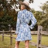 Women's Blue Floral Print Collared Mini Dress with Poet Sleeves - Cupshe - image 4 of 4