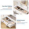 Farmhouse Makeup Vanity Desk with Mirror and Lights, Power Outlet, 2 Drawers and Cushioned Stool, Glass Top for Bedroom Dressing Room - 4 of 4