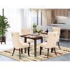 5-Piece Mahogany Finish Solid Wood Top - Rectangular Upholstered Dining Room Set  - Seats 4 - 2 of 4