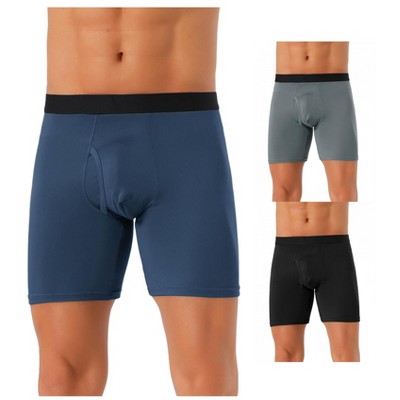 INSPIRE CHIC Men's 3 Pack Solid Color Soft Stretch Open-fly Basic Boxer Briefs