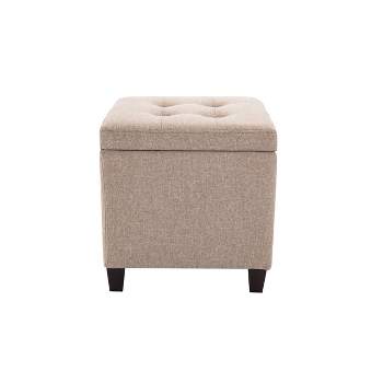 Square Button Tufted Storage Ottoman with Lift Off Lid - WOVENBYRD