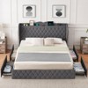 Coolmee Queen/King Size Metal Bed Frame with Velvet Upholstered Headboard and and Charging Station, Platform Bed with 4 Storage Drawers - 3 of 4