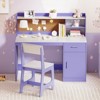 Safstar Kids Study Desk and Chair Set Wooden Children Writing Table w/ Shelves & Drawer - 3 of 4