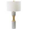 Modern Table Lamp with Drum Shade and Cylindrical Cement Base, Accent Lighting for Living Room or Bedroom – The Pop Home - 4 of 4