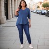 Women's Plus Size Long Sleeve V Neck Loose Fashion Buttons Tunic Blouse - Agnes Orinda - 3 of 4