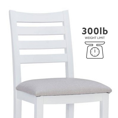 Set of 2 Off-White Upholstered Ladder Back Counter Stools