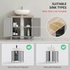 Yukimo 23.5" Gray Bathroom Vanity, Pedestal Sink Cabinet with U-Shaped Cut-out and Adjustable Shelf - 4 of 4